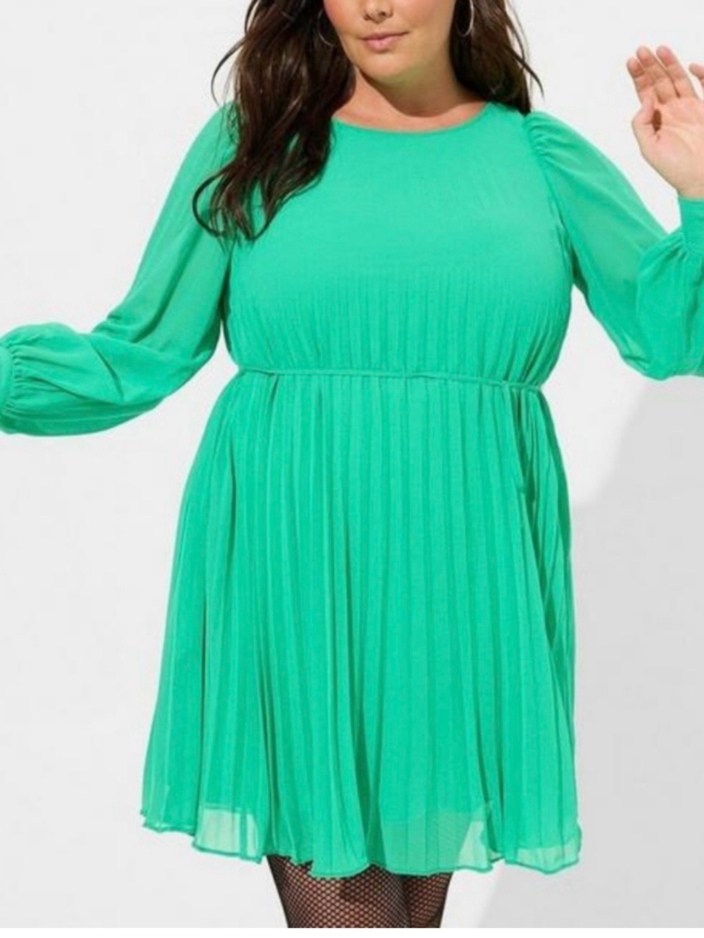 TORRID NWT Party Feminine Holiday Green Pleated L. SLV Scoop Belted Dress SZ 2X
